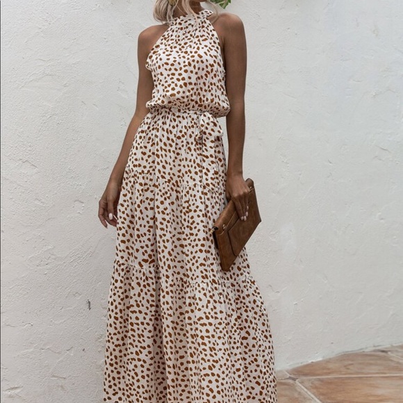 Boho gypsy Abstract Print halter maxi dress - Picture 3 of 3